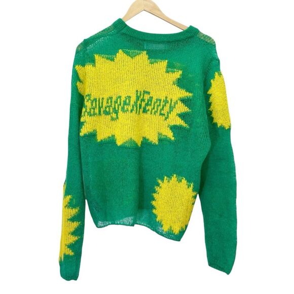 NWT Savage X Fenty Knittin Pretty Loose Knit Sweater Size XS Green Yellow NEW - Picture 11 of 15